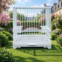 Cage à oiseaux carrée moderne de luxe en plastique, portable, avec tiroirs inférieurs en maille, conception anti-évasion, sans fermeture, pour canaris et petits oiseaux