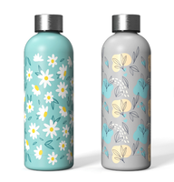 Botol Minum Olahraga Ramah Lingkungan dari Baja Anti Karat, Motif Bunga Warna-warni, Termos Vakum Terisolasi, Promo Panas