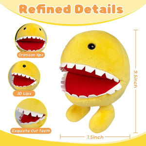 Juguete de Peluche Fantasma Redondo Amarillo, Divertida Figura de Peluche con Grandes Dientes Blancos y Ojos Negros para Niños, Regalos, Decoración del Hogar - Product Image 2