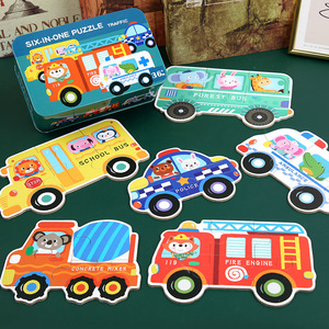 Juguete DIY de madera para niños de 3 a 6 años, rompecabezas seis en uno para Educación Temprana, juguetes educativos para jardín de infantes, tráfico de animales - Product Image 2