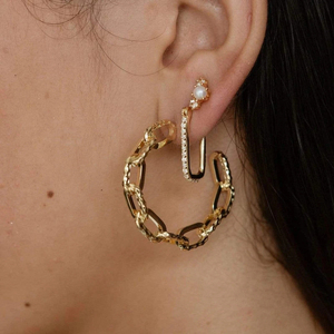 Boucles d'oreilles ROXI en argent sterling S925 en forme de U, simples, élégantes et polyvalentes, avec zircon et diamant - Product Image 5
