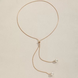<span class=keywords><strong>Collier</strong></span> en acier inoxydable de conception avancée Fancy Day <span class=keywords><strong>pour</strong></span> femmes, chaîne longue réglable avec barre de tirage plaquée or - Product Image 4