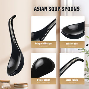 Cuchara de cerámica negra de estilo asiático para sopa,cuchara japonesa para ramen,cucharas chinas de porcelana para sopa wonton - Product Image 2