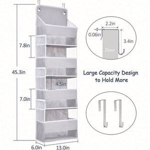 Strong <b>Weight</b> Capacity Foldable Wall Mount Hanging <b>Storage</b> Bag Over the Door Pockets Organizer with Mesh Side Pockets - Product Image 4