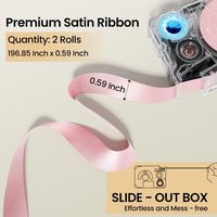 Ruban satiné Phomemo A30 P15 rose, bleu marine, beige, 12 mm x 5 m, pour emballages cadeaux, nœuds, bouquets, arrangements floraux, bricolage, artisanat, décoration de fête