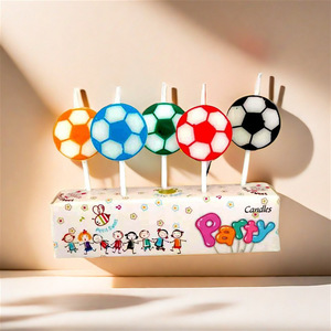 Velas de cumpleaños con forma de balón de fútbol, decoraciones para fiestas con temática de fútbol para niños y adolescentes, adorno para pastel de cumpleaños - Product Image 1
