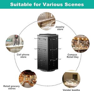 Support de présentation rotatif à 32 crochets en métal, présentoir de comptoir tournant, présentoir de vente au détail, organisateur de créations à 4 côtés - Product Image 4