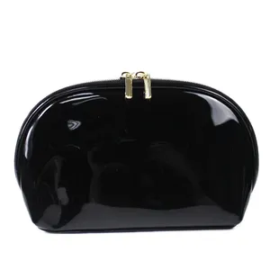 design cosmetic personalized black case ba pvc vegan leather makeup bag roll up makeup bagg