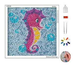 Kit de puzzle éducatif pratique pour enfants Sea Horse Peinture au diamant personnalisée