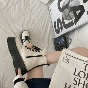 Nouvelle Collection 2021 Bottes d'équitation pour femme, automne, à semelle épaisse, pour un style décontracté, idéales pour les petites silhouettes, mi-<span class=keywords><strong>mollet</strong></span> amincissantes en coton - Product Image 1
