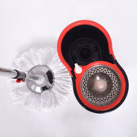 Ensemble de serpillères rotatives à double entraînement mains libres, cinq générations, pour nettoyage humide et sec des sols en bois, avec panier en acier et plastique – pour la maison