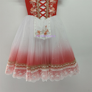 Diseño único profesional niños niñas adultos <span class=keywords><strong>La</strong></span> Fille Mal Gardee rendimiento desgaste traje de Ballet largo Ombre rojo romántico tutú - Product Image 3