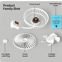 Ventilateur électrique portable pliable mural à 5 pales, col flexible à 360°, à brancher, pour chambre, bureau, dortoir, extérieur, camping-car
