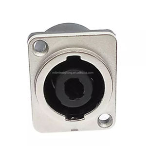 4 pin plug power avec plaque <span class=keywords><strong>de</strong></span> métal carré argenté speakon connecteur prise femelle montage sur panneau connecteur <span class=keywords><strong>pour</strong></span> vidéo haut-parleur - Product Image 2