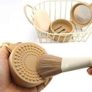 Huiyuan Makeup Puff Storage Box Round Silicone Portable With Mirror For <b>Foundation</b> Application - Product Image 3