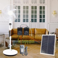 Ventilateur de table solaire rechargeable AC/DC de haute qualité 16/18 pouces avec minuterie 1H, alimenté par batterie, hauteur réglable, en plastique, pour extérieur