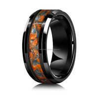Bague en céramique noire POYA 8MM avec incrustation de grès pour homme, cadeau de festival, cadeau de fiançailles pour les amoureux