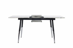 Ensemble de salle à manger moderne extensible et pliable, table en acier inoxydable à motif marbre de luxe, gain de place, 4 chaises en velours colorées (2 - Product Image 6