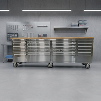 96 pouces. Armoire à outils extra-large robuste avec 24 tiroirs, établi à outils, prise de courant certifiée OEM pour garage et atelier