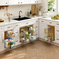Meuble de cuisine modulaire en verre à grain de bois avec LED, tiroir à charnière et panier, design moderne, écologique, taille et couleur personnalisables