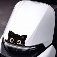 Autocollant de voiture chat noir espionnant, imperméable, anti-rayures, dessin animé, pour voiture, moto, vélo électrique, 2 tailles