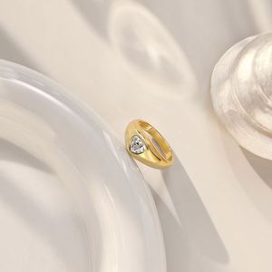 Bague Dylam personnalisée pour femmes et filles, en argent S925 plaqué or, surface polie, forme cœur, zirconium 5A - Product Image 4