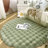 Tapis rond moelleux et grand format, imitation fourrure de lapin 3D, doux et pelucheux, fabriqué à la machine, adapté aux animaux domestiques, antidérapant, pour chambre à coucher et chambre d'enfant