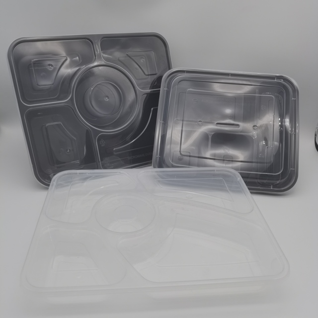 Three Models of Five-compartment Microwave-safe Single-use Plastic Food Containers
