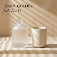 Bouteille diffuseur de parfum de luxe 200 ml en verre dépoli mat, cylindrique, à base épaisse, avec bouchon à vis, vide, pour arômes et fragrances - Bien-être à domicile