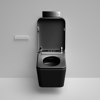 WC intelligent mural de luxe en céramique allongé avec siège chauffant, télécommande, capteur de pied, chasse d'eau, veilleuse et désodorisation automatique