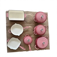 Ensemble de 7 casseroles en fonte de haute qualité, personnalisable avec logo gravé, résistant au four et au lave-vaisselle, livré en coffret cadeau