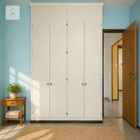 Armoire contemporaine minimaliste sur pied XINGRUO pour chambre à coucher, 4 portes battantes, armoire écologique pour appartement et maison
