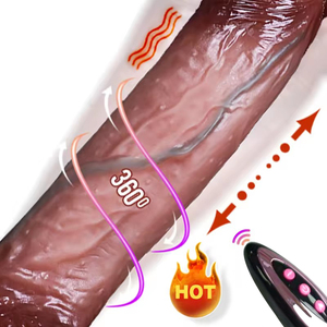 Telescópica Vibrating Empurrando Realista Dildo Masturbação Feminina Com Sucção Aquecimento Penis Controle Remoto Dick Para Mulheres