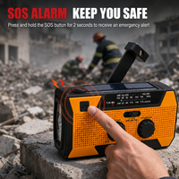 Radio d'urgence portable pour ouragan, étanche, avec fonction de prévisions météo NOAA, alimentation solaire, manivelle rechargeable, lampe torche LED, alarme SOS