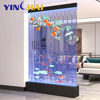 Décoration d'intérieur moderne Mur de bulles d'eau intérieur Lumière LED Caractéristiques aquatiques en acrylique Mur de bulles avec fond à motifs Cloison de séparation de pièce