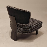 Fauteuil d'appoint sans accoudoirs en lin de qualité supérieure, structure arrière en bois de frêne massif, pieds en acier inoxydable noir titane