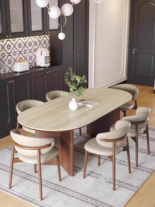 Sillas y mesas de comedor nórdicas de madera maciza para uso doméstico, mesas de comedor con respaldo moderno y sillas de estilo Crema para restaurante - Product Image 2