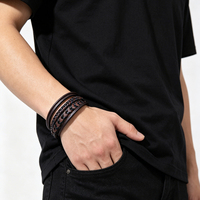 Bracelet en cuir tressé multicouche unisexe transfrontalier avec fermoir magnétique en alliage