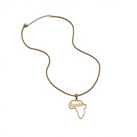 Nouveau Collier Carte d'Afrique en Acier Inoxydable Doré pour Femme, Bijou Artisanat Métallique Tendance 2026