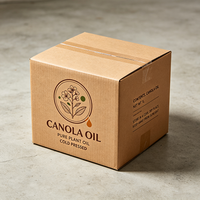 Boîte en carton ondulé kraft imprimée offset avec motif minimaliste, production en 72h, pour l'expédition d'huile de canola et d'aliments secs frais, emballage carton