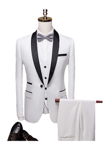 بدلة رجالية أنيقة ضيقة مقاومة للتجاعيد بمقاسات كبيرة، طقم من <span class=keywords><strong>3</strong></span> قطع، بدلة رسمية للزفاف والحفلات بياقة مدببة - Product Image 3