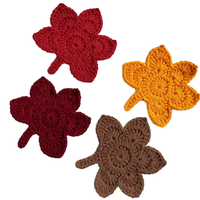Ensemble de sous-verres d'automne en feuille d'érable, 4 pièces, tapis de boisson en crochet faits à la main, tampons de table tricotés décoratifs d'automne pour