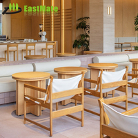 Ensemble de salle à manger moderne et traditionnel en bois massif (chêne/bois de cerisier) pour hôtel et restaurant, 4 chaises et table, mobilier commercial complet