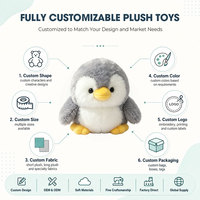 Boneka Penguin Lucu Berbulu Lembut, Mainan Hewan Isi Dakron, Boneka Burung Arktik untuk Hadiah Anak, Grosir, Kustom OEM, Dekorasi