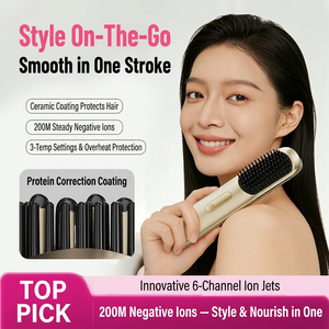 Peigne chauffant électrique sans fil portable, ions négatifs, <span class=keywords><strong>brosse</strong></span> <span class=keywords><strong>lissante</strong></span> pour cheveux sans fil pour les voyages et la maison - Product Image 1