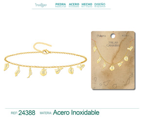Bracciale in acciaio color oro con ciondolo delle 7 isole canarie alla moda ciondoli bracciale - Product Image 4
