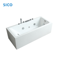 Baignoire autoportante moderne en acrylique pour intérieur avec hydromassage, remous et cascade pour salle de bain