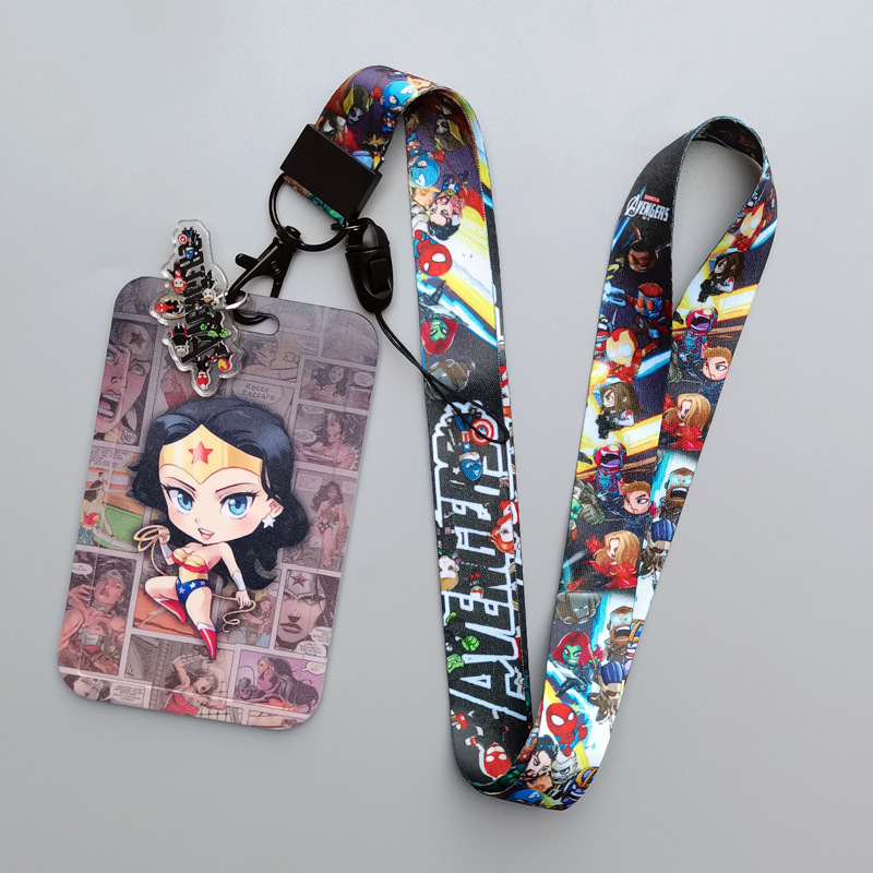 Anime Cool Cartoon Marvel Spider Man Hulk Thor Design Card Holder Lanyards Custom ID Name Badge Card Case Plastic Card Cover Image 4