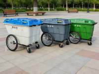 Poubelle à roulettes économique de 400 L avec couvercle en polyéthylène haute densité (HDPE) pour la collecte des déchets municipaux, usine chinoise