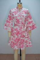 Robe imprimée pour femme avec ceinture à nouer, mini-robe, robe décontractée grande taille, M-2XL